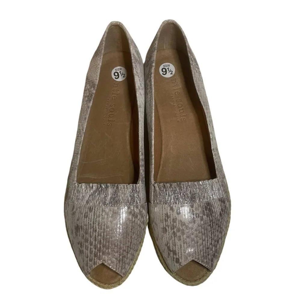 NEW Gentle Souls Lissa Wedge Espadrille Sandal Gray